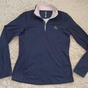 Rhoback Women’s Quarter Zip Pullover Small Navy Pink Golf Tennis Activewear